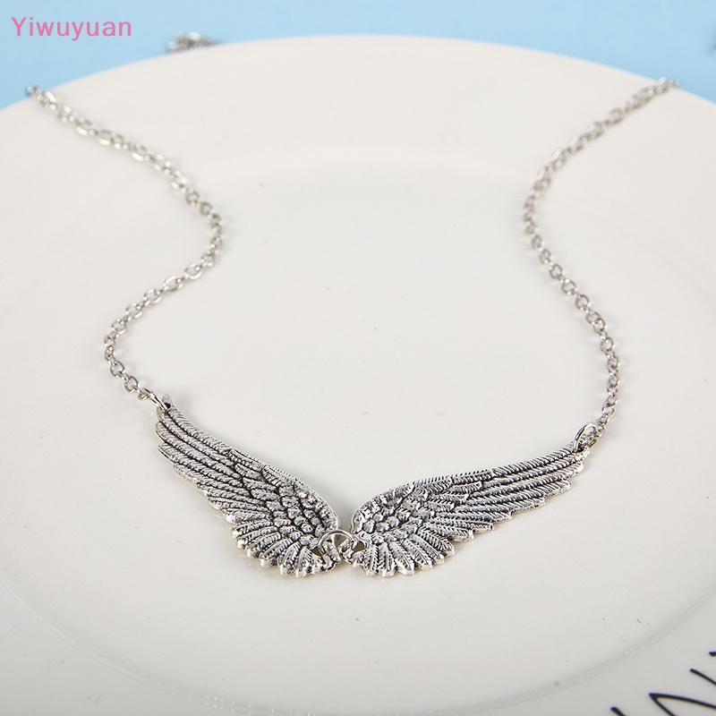 < Yiwuyuan > Vòng Cổ Dây Xích Mặt Lông Vũ Và Cánh Thiên Thần Bằng Hợp Kim Trang Sức Thời Trang Nữ Mới