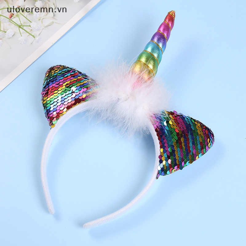 Băng Đô Hình Sừng Kỳ Lân Có Đèn LED Phát Sáng Cho Bé