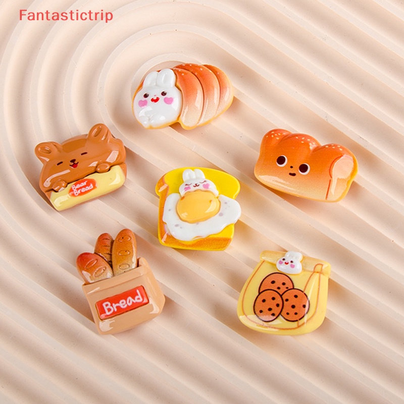 Set 5 Móc Khóa Hình Bánh Mì Nướng Bằng Nhựa Resin DIY Mới