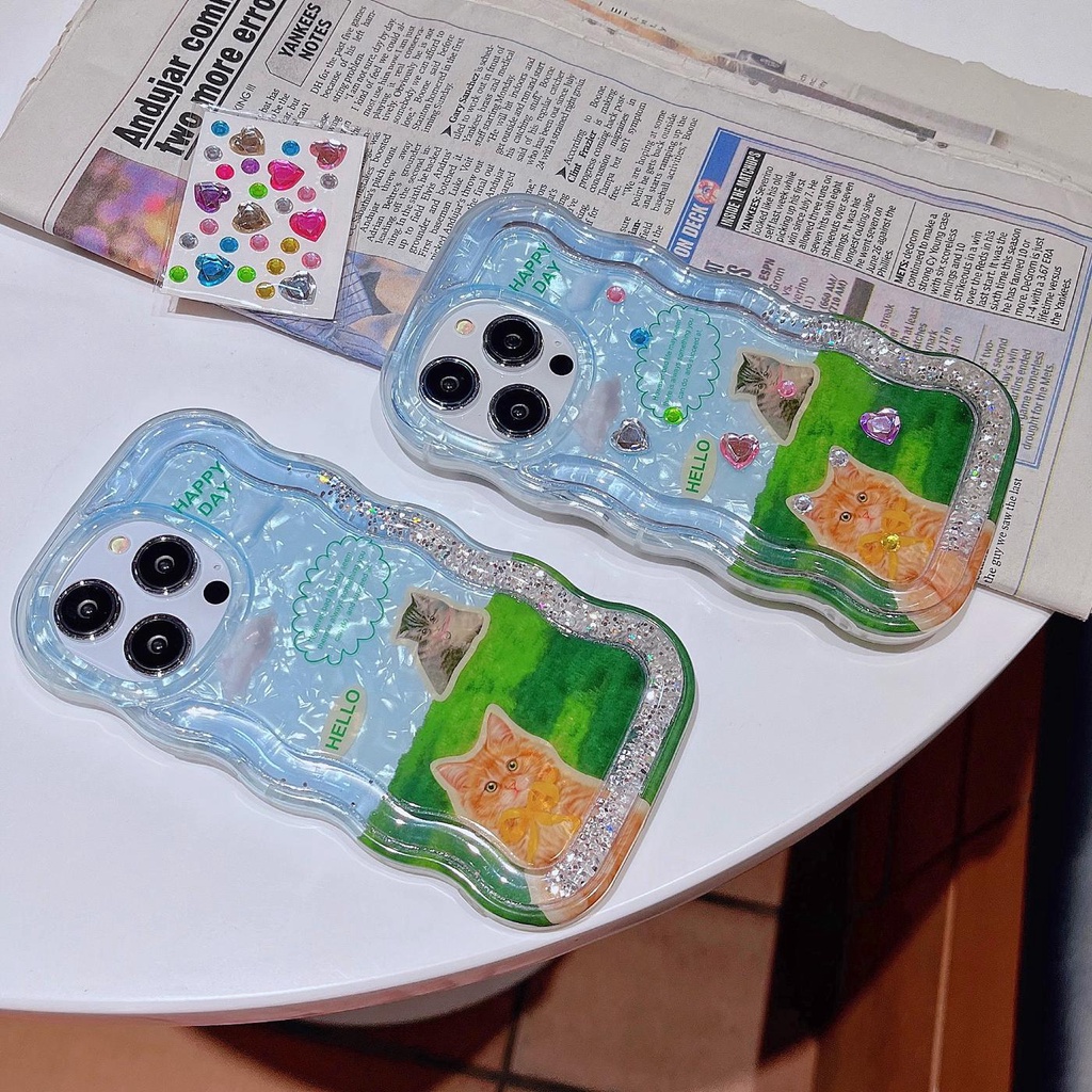 Ốp Điện Thoại TPU Dẻo Họa Tiết Hoạt Hình Có Nước Kim Tuyến Lấp Lánh Cho iPhone 12 13 14 Pro Max