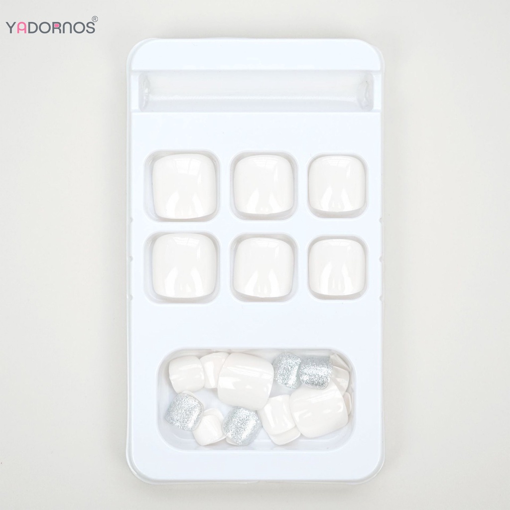YADORNOS Móng Chân Giả Dạng Nhấn Trang Trí Lấp Lánh Hình Vuông Màu Be Ngọt Ngào Và Quyến Rũ Có Thể Tái