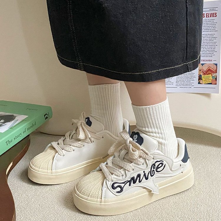 Giày Thể Thao Đế Dày Thêu Chữ Phong Cách Hàn Quốc Thời Trang Cho Nữ