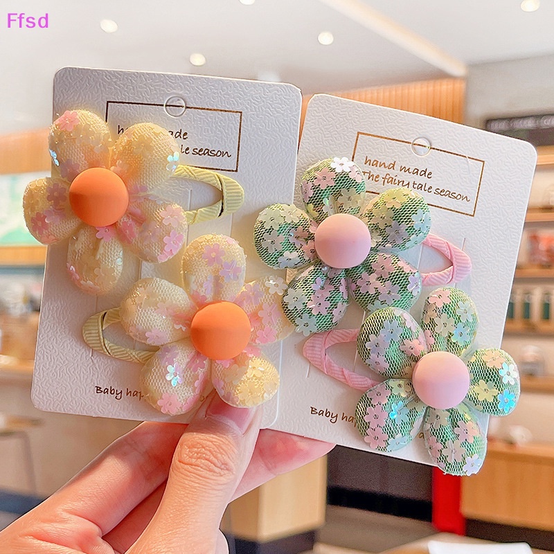 Bộ 2 Kẹp Tóc Hình Hoa Vải Dễ Thương Cho Bé Gái