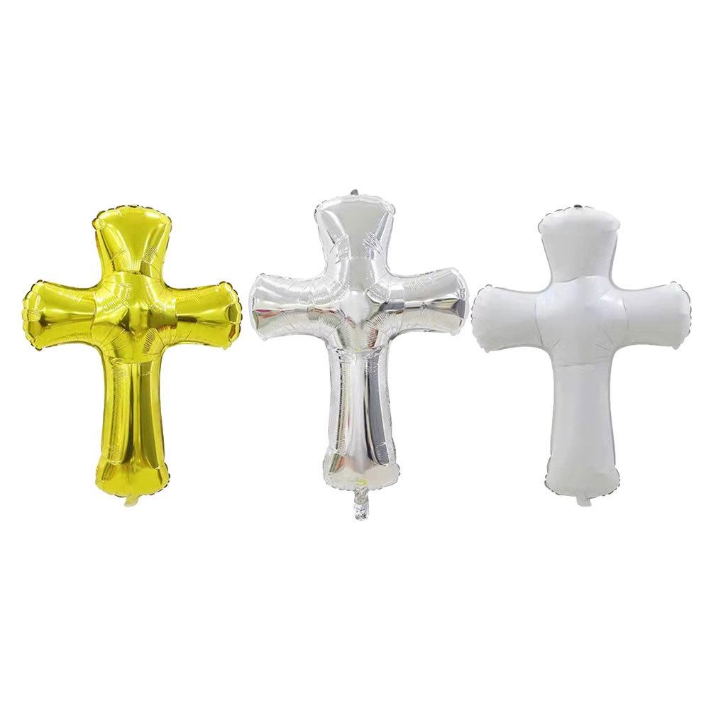Set 3 Bong Bóng Lá Nhôm Hình Chữ Thập Trang Trí Tiệc Cưới