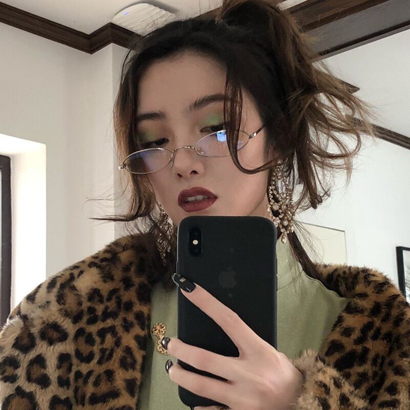 Mắt Kính Gọng Oval Kim Loại Phong Cách Retro Thời Trang Cho Nữ