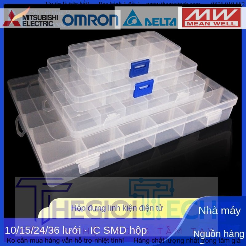 IC SMD Hộp Linh Kiện Hộp Linh Kiện Điện Tử Hộp Lưu Trữ Hộp Lưu Trữ Có Thể Tách 24 Ô