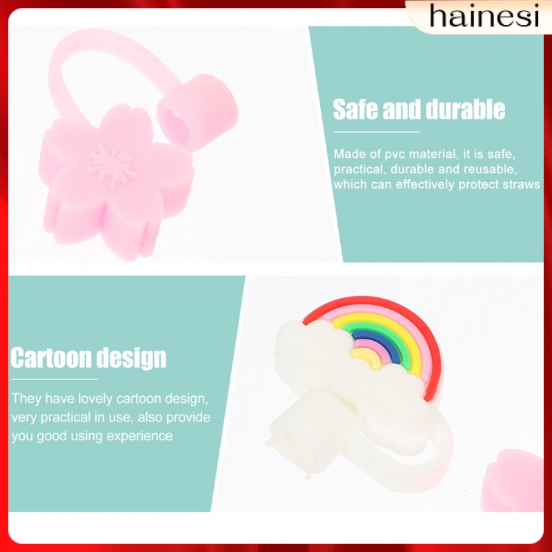 Set 8 Nắp Đậy Ống Hút Bằng Silicone Cao Su Mềm Cho Bé