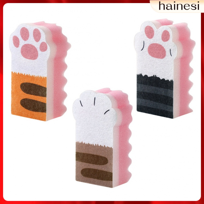 Set 3 Miếng Bọt Biển Hình Dấu Chân Mèo Dùng Để Lau Chùi Vỉ Nướng