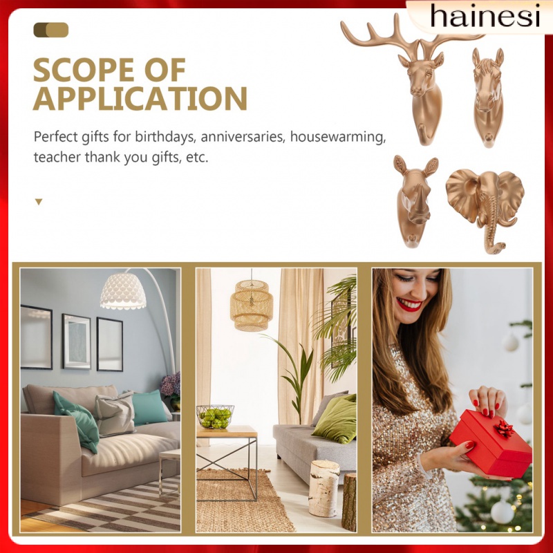 Set 4 Móc Treo Khăn Tắm Gắn Tường Hình Đầu Hươu Nghệ Thuật Cá Nhân