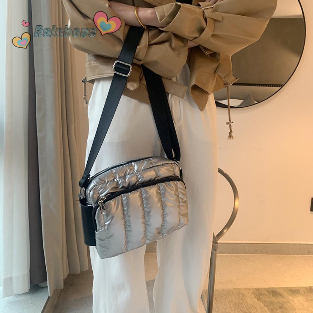 Túi Xách Đeo Vai Màu Cầu Vồng Thời Trang Mùa Đông Dành Cho Nữ