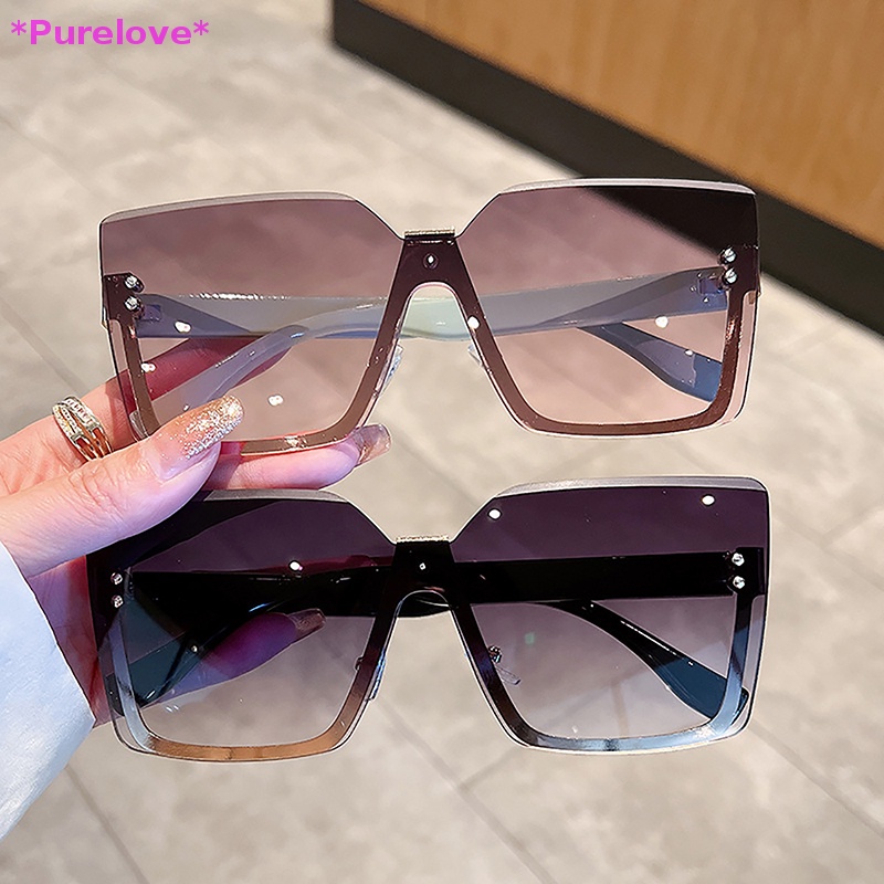 Kính Mát Vuông Không Gọng Chống Tia UV400 Thời Trang Dành Cho Nữ Mới