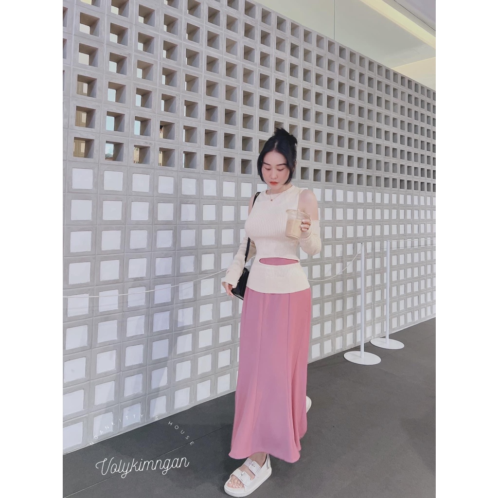 Áo tay dài khoét vai cut eo