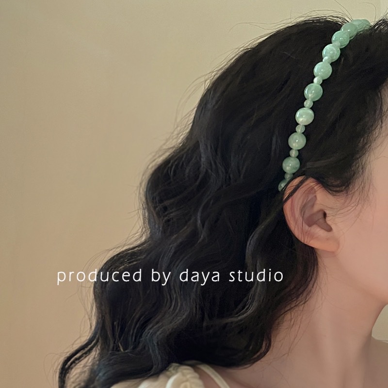 Băng Đô Đính Hạt Ngọc Bích Giả Thiết Kế Đơn Giản Thời Trang Cao Cấp