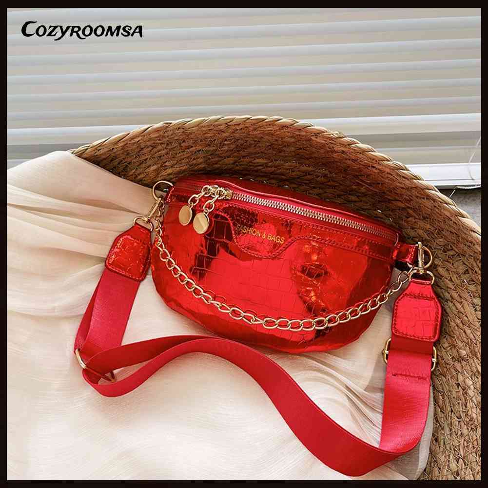 Túi Đeo Chéo Ngực Họa Tiết Vân Đá Phối Dây Xích Thời Trang Sang Trọng Cho Nữ