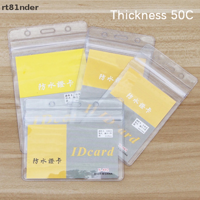 Rt Set 10 Túi Đựng Thẻ ID / Thẻ ID Đeo Trước Ngực Mềm Bóng Trong Suốt Chống Nước Chống Trộm Bền Bỉ
