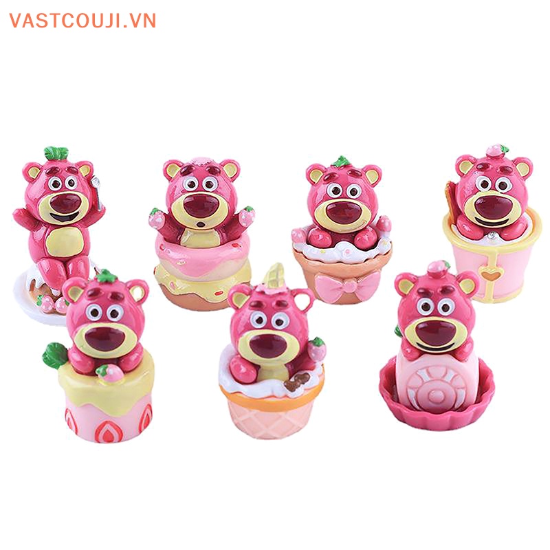1 Tượng Gấu Và Dâu Tây Mini Trang Trí Đáng Yêu