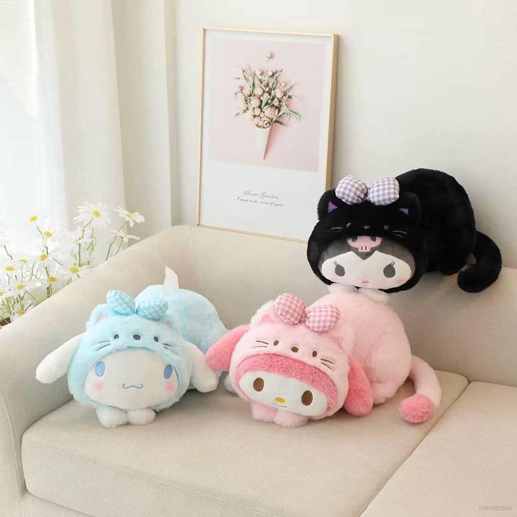 SANRIO Thú Nhồi Bông Hình Mèo Kuromi Melody Cinnamoroll Dễ Thương Cho Bé
