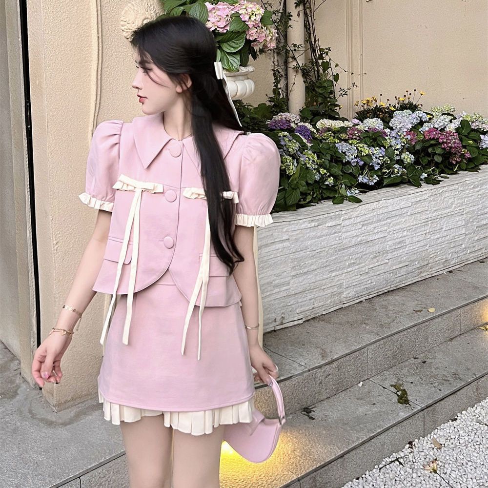 Mnefokc Set 2 Món Thiết Kế Phong Cách Tiểu Thư, Màu Hồng Ngọt Ngào Nữ Tính Dành Riêng Cho Bạn Gái