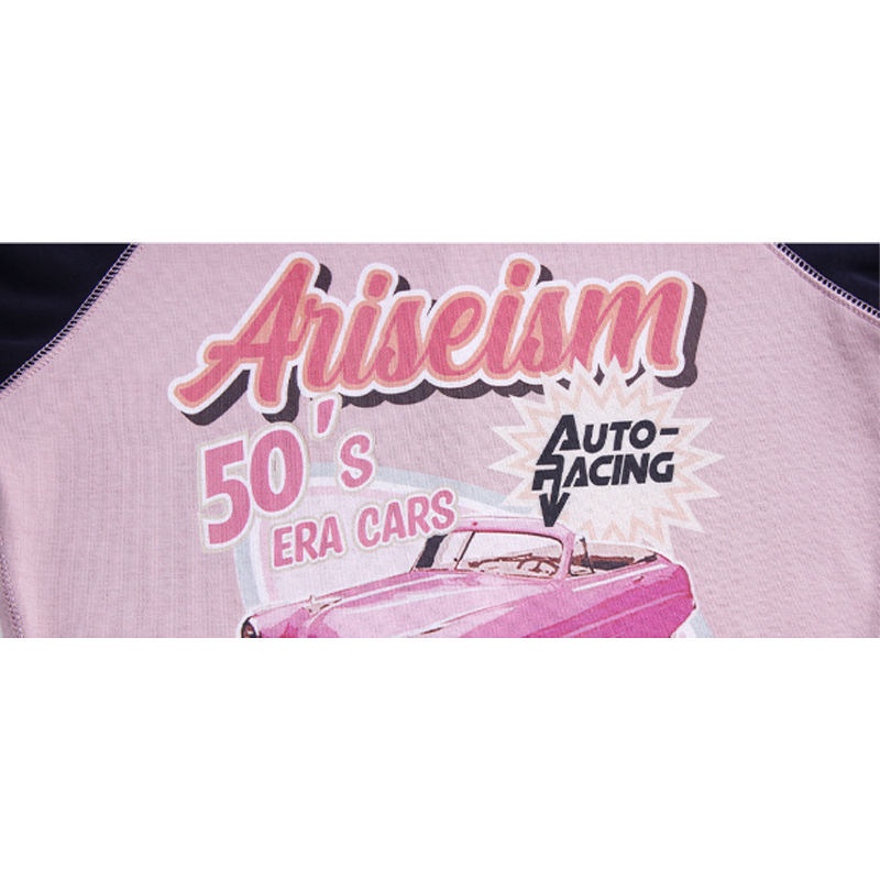 Áo Thun Raglan Tay Ngắn Dáng Ôm Phong Cách Thời Trang Retro Mỹ