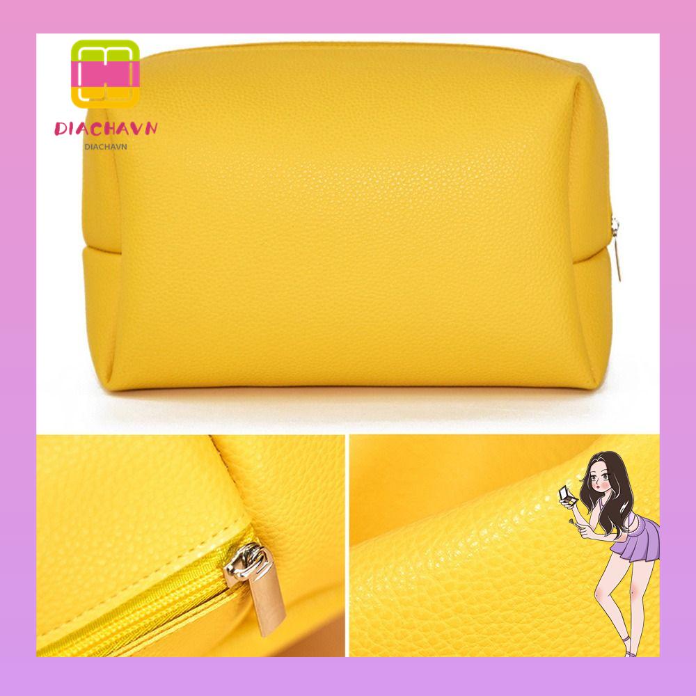 Túi Đựng Mỹ Phẩm Bằng Da PU Hai Mặt Chống Thấm Nước Có Khóa Kéo Tiện Dụng