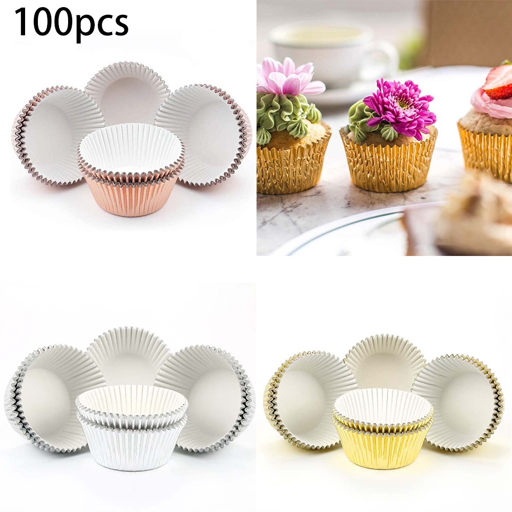 Set 100 Cốc Giấy Nhôm Làm Bánh Cupcake