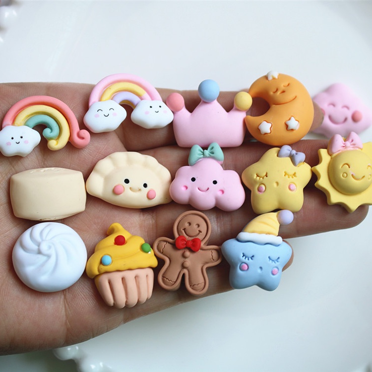 Set 10 Kẹp Tóc Nhựa Hình Trăng Sao Đám Mây Trang Trí Điện Thoại