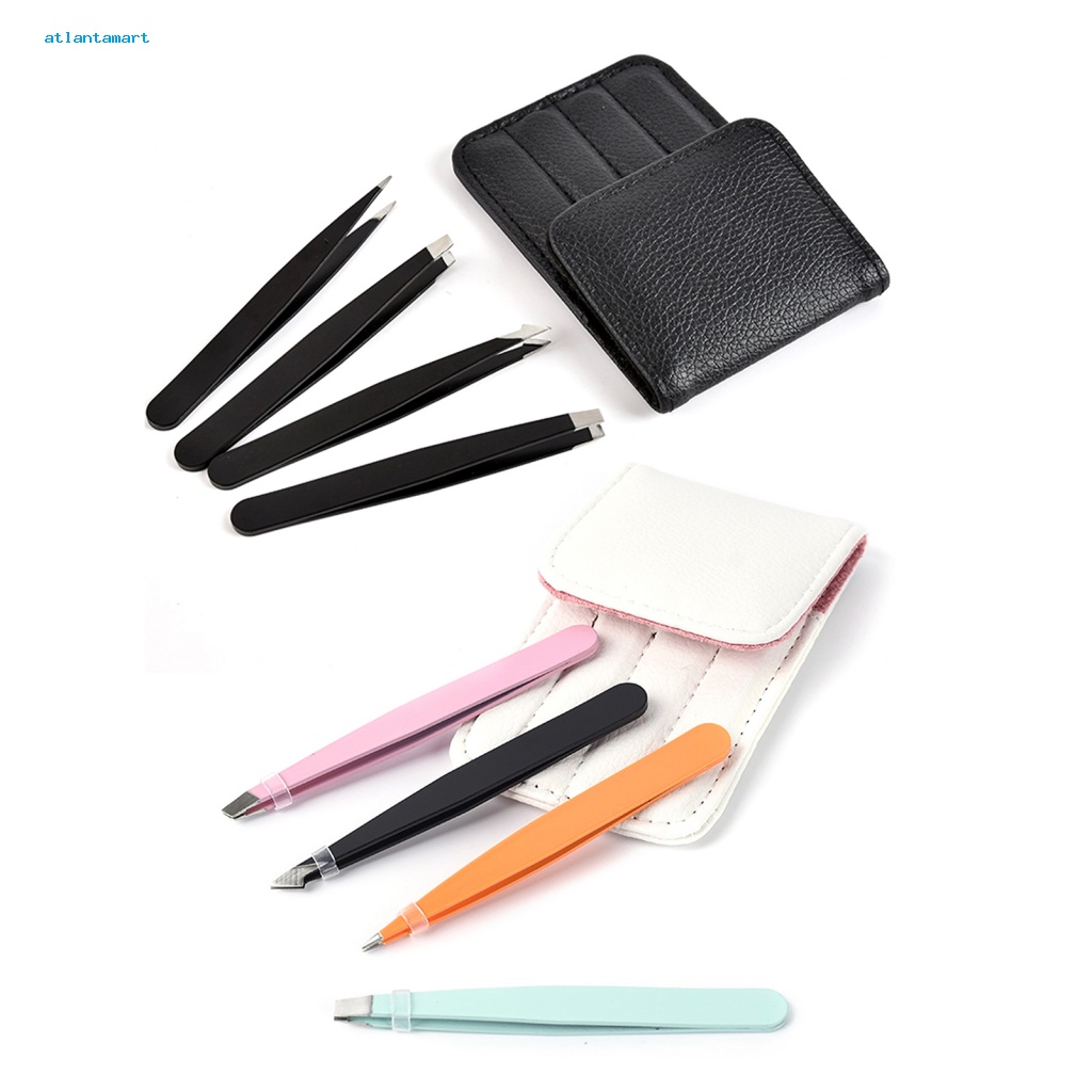 Túi Đựng Đồ Dùng Cao Cấp Tiện Dụng| Set 4 Nhíp Nhổ Lông Mày Bằng Thép Không Gỉ Tiện Dụng