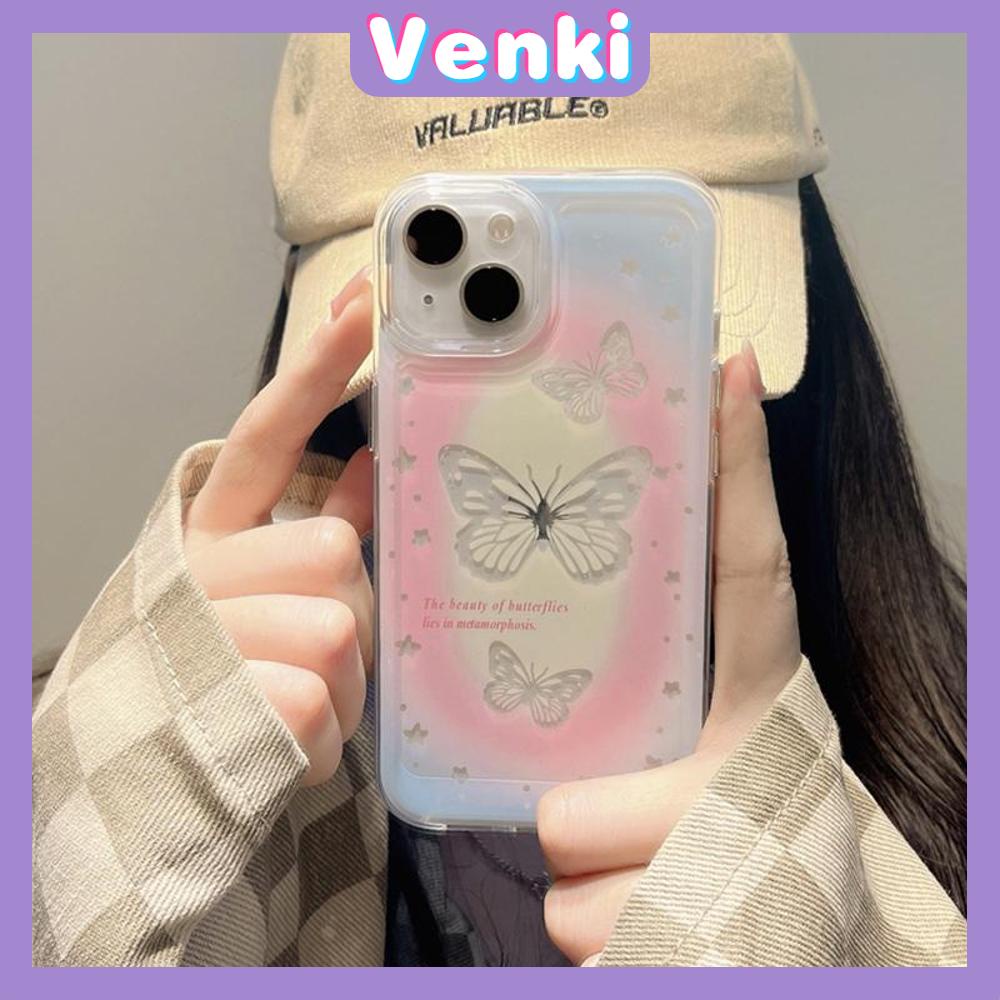VENKI - Dành cho iPhone 11 Ốp lưng iPhone Clear Big Hole Space Case TPU Soft Case Bảo vệ chống sốc Camera Ngôi sao bướm dễ thương Tương thích với iPhone 14 13 Pro max 12 Pro Max xr xs 7 8