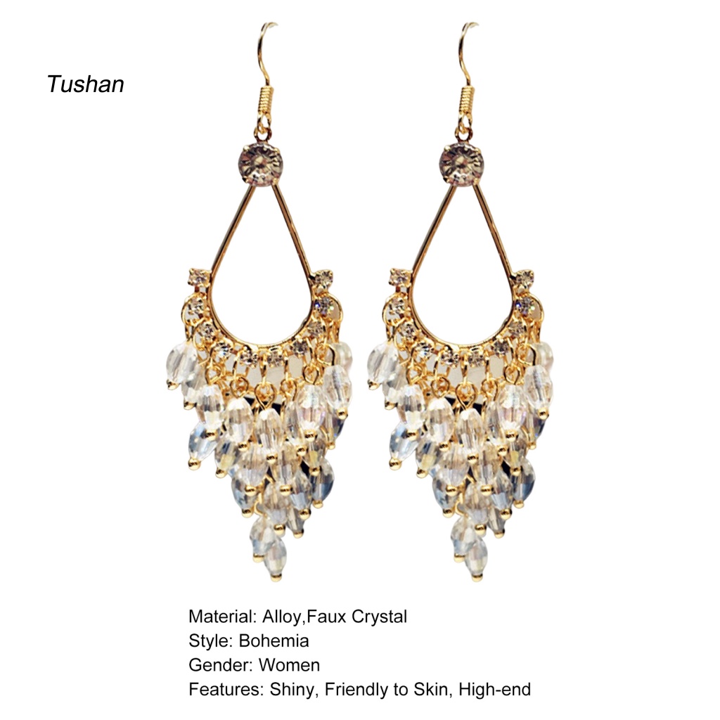 1 Đôi Bông Tai Đính Pha Lê Giả Lấp Lánh Phong Cách Bohemia Dành Cho Nữ