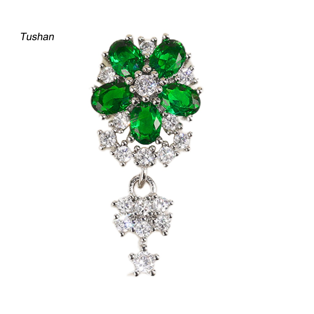 1 Đôi Bông Tai Hình Hoa Đính Đá Trang Nhã Dành Cho Nữ