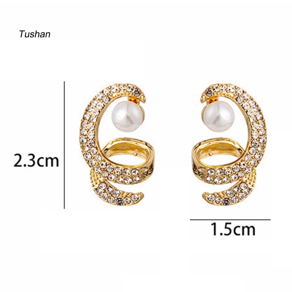 1 Đôi Bông Tai Hình Xoắn Ốc Đính Đá Lấp Lánh Thời Trang Hàng Ngày