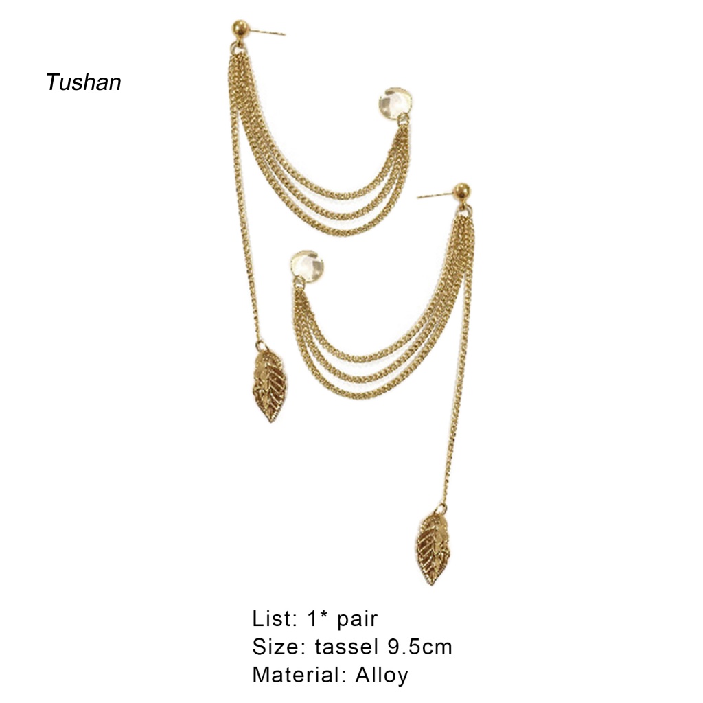 1 Đôi Bông Tai Hình Chiếc Lá Nhiều Lớp Màu Sắc Trơn Không Gây Kích Ứng Phong Cách Vintage Dành Cho Nữ