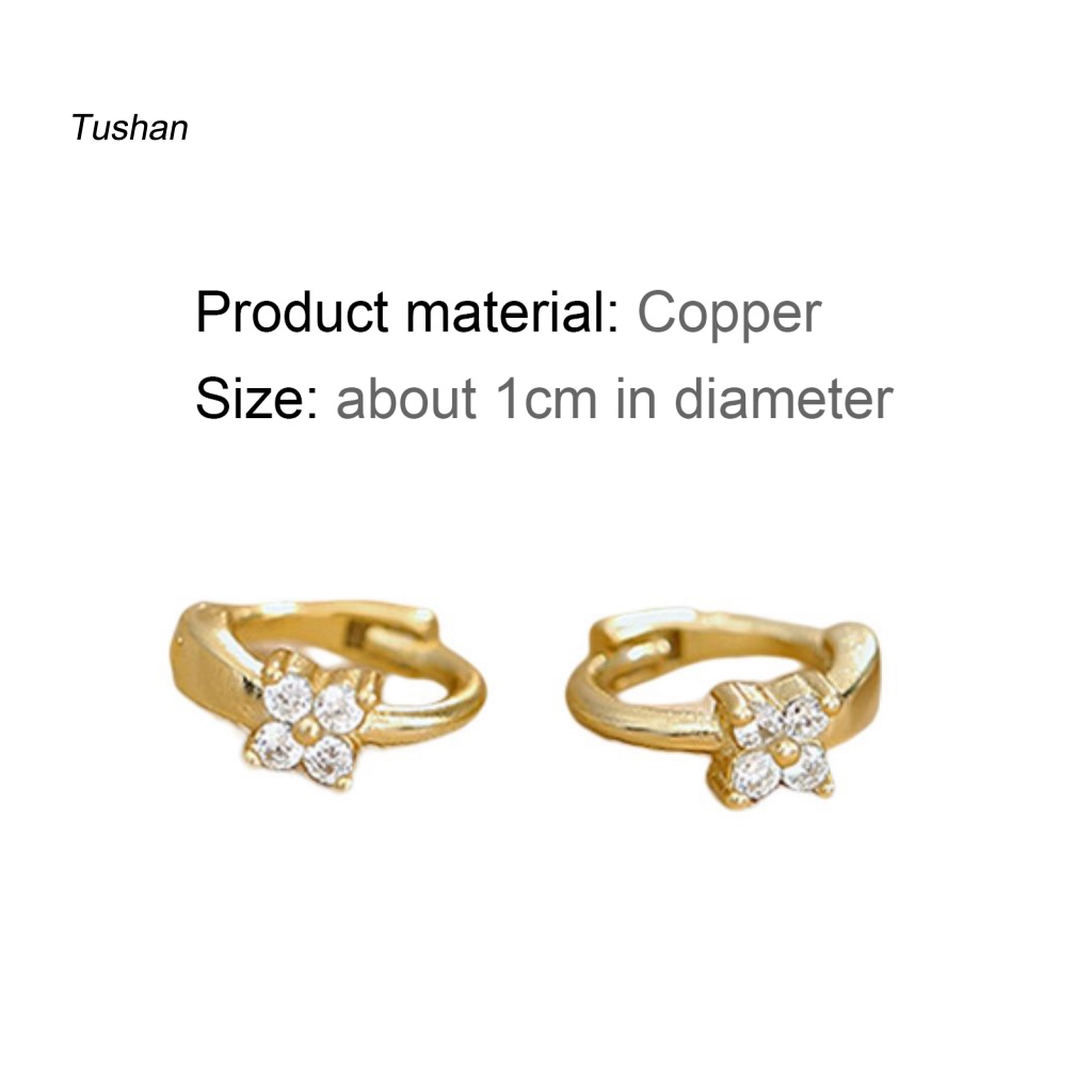 1 Cặp Khuyên Kẹp Vành Tai Bằng Đồng Đính Đá Tinh Tế Cho Nữ