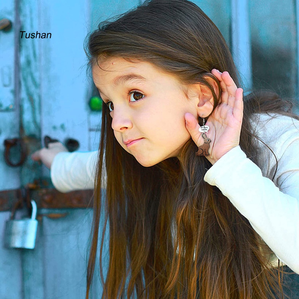 1 Đôi Bông Tai Mặt Hình Thỏ / Socola Hoạt Hình Bằng Acrylic Quyến Rũ