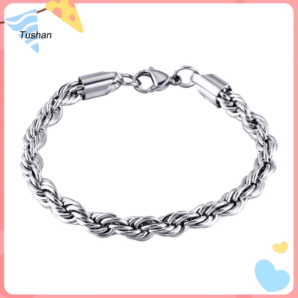 Vòng Tay Xoắn Ốc Chất Liệu Thép Không Gỉ Thời Trang Cho Nam