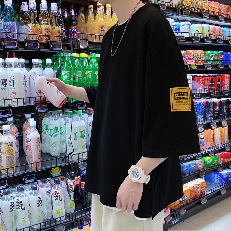 Áo Thun Tay Ngắn Cổ Tròn 7 Tấc Thêu Họa Tiết Thời Trang Mùa Hè Cho Nam