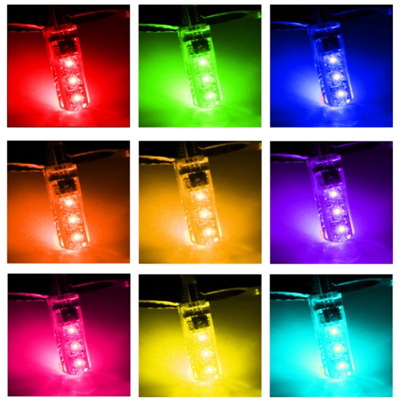 Đèn LED RGB T10 W5W 194 168 W5W 5050 SMD Cho Xe Hơi Kèm Điều Khiển Từ Xa