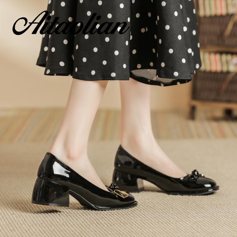 Giày Cao Gót 4cm Chất Liệu Da Bóng Phong Cách Thời Trang Lolita Dành Cho Nữ