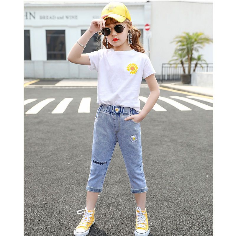 Quần Jeans Lửng Thời Trang Mùa Hè Dành Cho Bé Gái