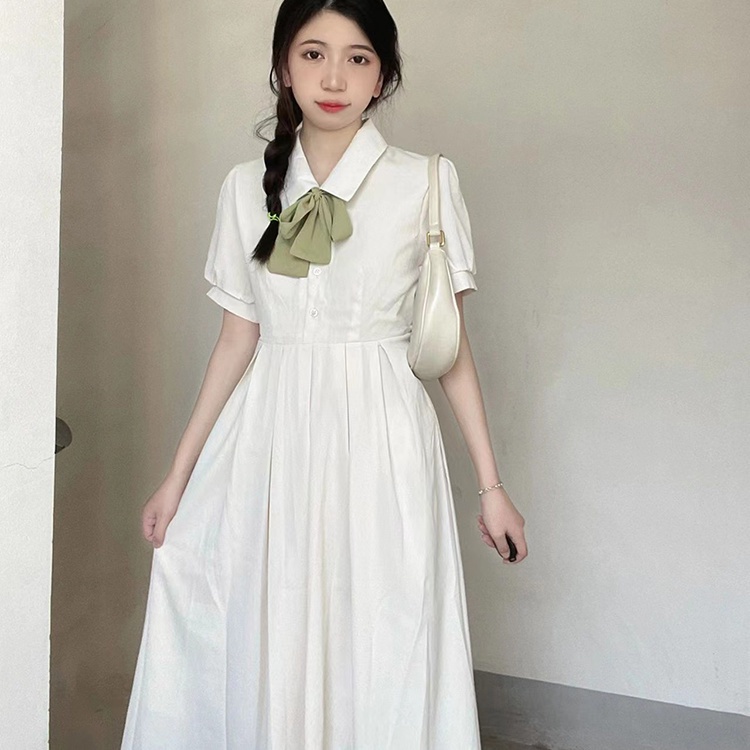 Váy Liền Màu Trắng Váy Dài Phối Đồ Nhẹ Nhàng Cho Nữ Sinh Mùa Hè