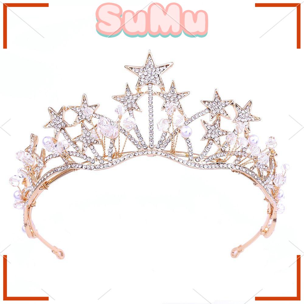 SUMU Vương Miện Ngôi Sao Đính Đá Lấp Lánh Cho Cô Dâu