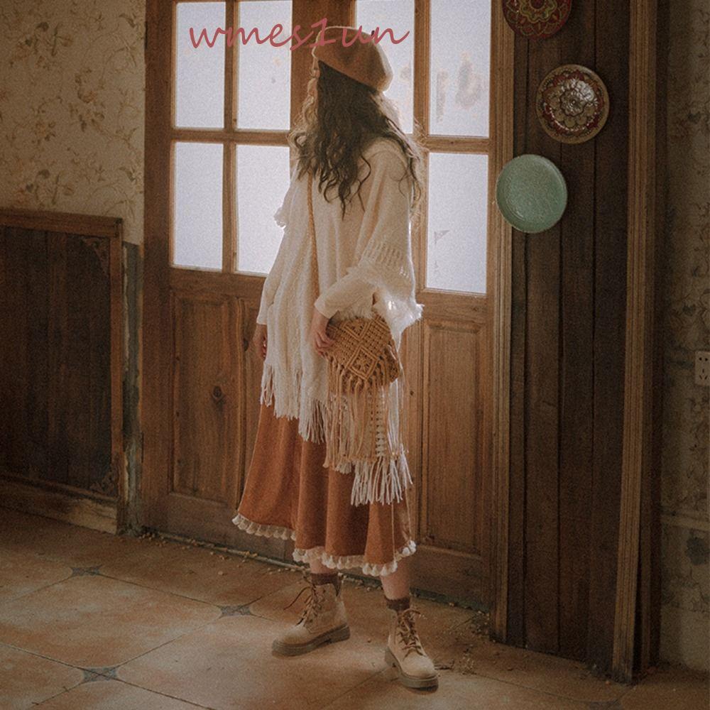 Túi Đeo Vai Đan Lát Phối Tua Rua Phong Cách Bohemian Thời Trang Mùa Hè Dành Cho Nữ WMES15H