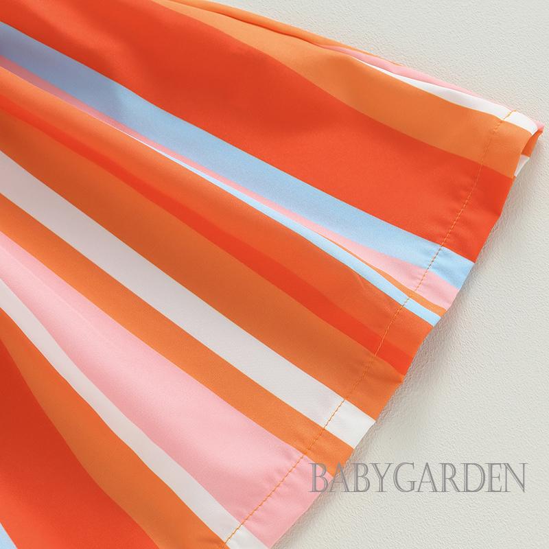 Đầm Công Chúa Mùa Hè Dáng Chữ A Không Tay In Họa Tiết Sọc / Chấm Bi Dễ Thương Cho Bé Gái 3-7 Tuổi