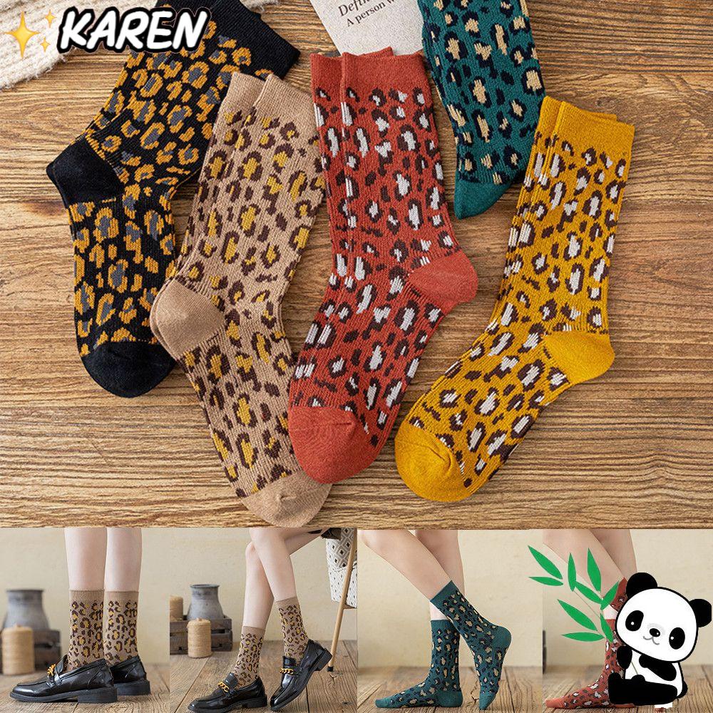 Vớ Thoáng Khí Thoải Mái In Họa Tiết Da Báo Cổ Điển Cho Nữ