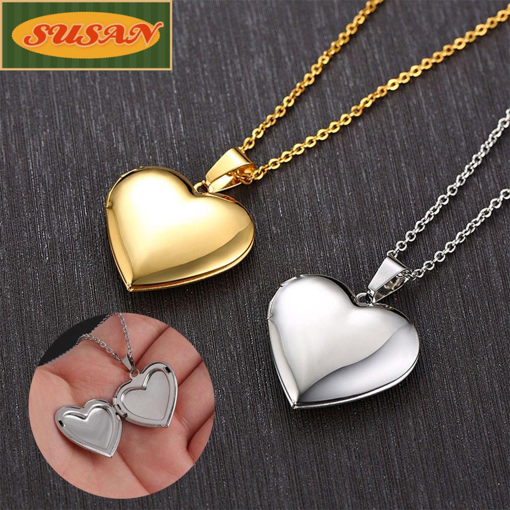 2 Dây Chuyền Mặt Khung Hình Trái Tim Bằng Thép Không Gỉ