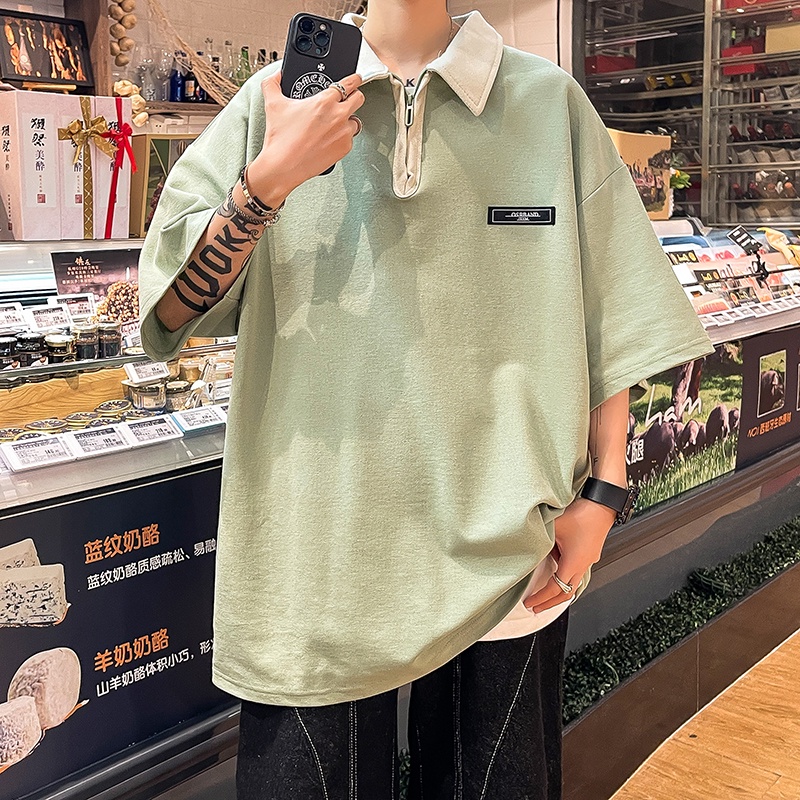 Áo Thun polo Ngắn Tay Form Rộng Phong Cách Năng Động Trẻ Trung Dành Cho Nam