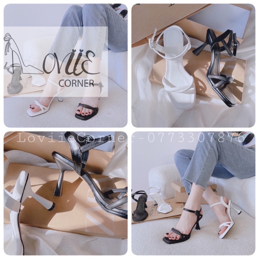 SANDAL CAO GÓT LOVIIECORNER - GIÀY THỜI TRANG QUAI XOẮN NỮ TÍNH - GUỐC NỮ MŨI VUÔNG 9 PHÂN - g221245
