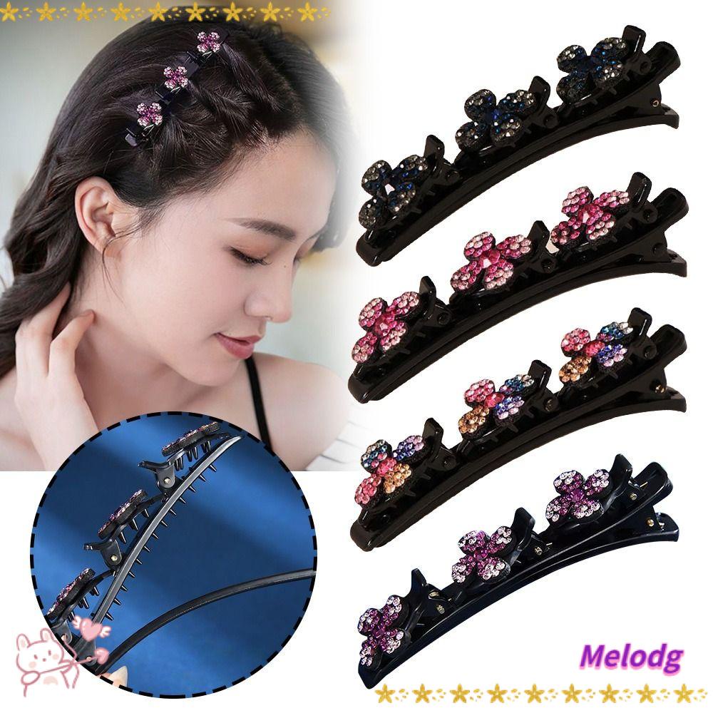 MELODG 4 Kẹp Tóc Đính Đá Lấp Lánh Thiết Kế Mới