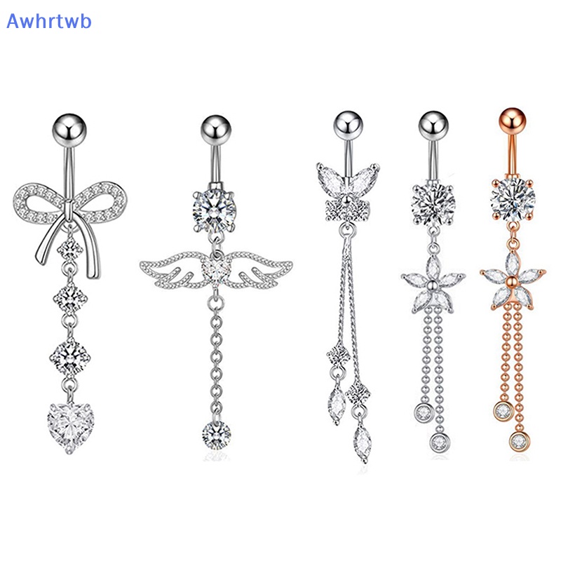 Khuyên Rốn Hình Bướm Bằng Thép Không Gỉ Đính Đá Zircon Mới