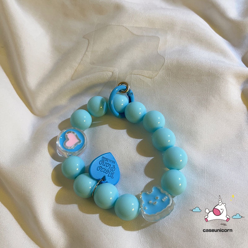 Vòng Đeo Tay Chuỗi Hạt Nhiều Màu Sắc Ngọt Ngào Họa Tiết Hoạt Hình Trái Tim / Hoa Xinh Xắn Cho Điện Thoại